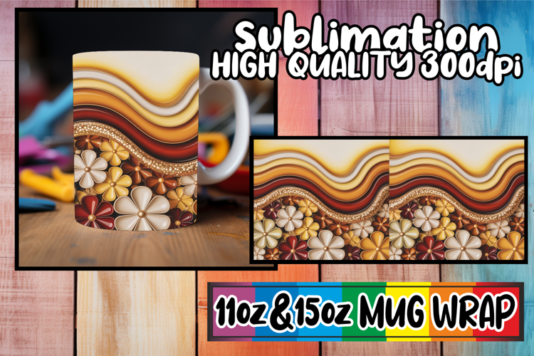 Delightful sips 11oz 15oz mug wrap, Pattern