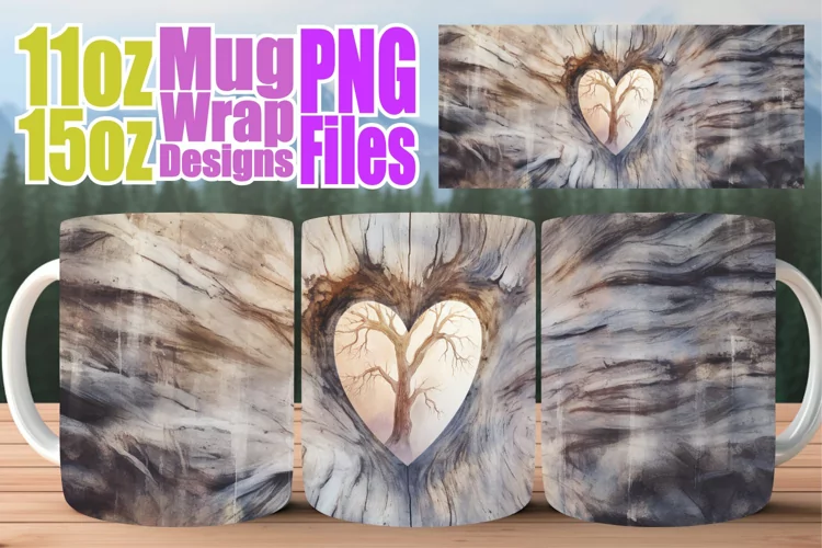 3D Hearts Sublimation Mug Wrap - Love Is in the Air