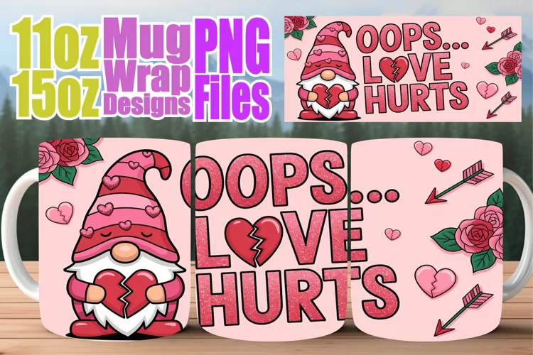 Playful evenings 11oz 15oz sublimation wrap, Valentines