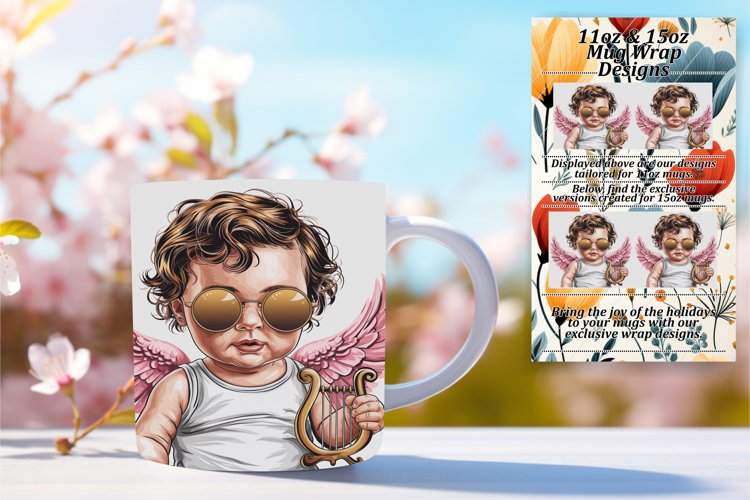 Beautiful 11oz Mug Wrap Png Artwork , Cupid