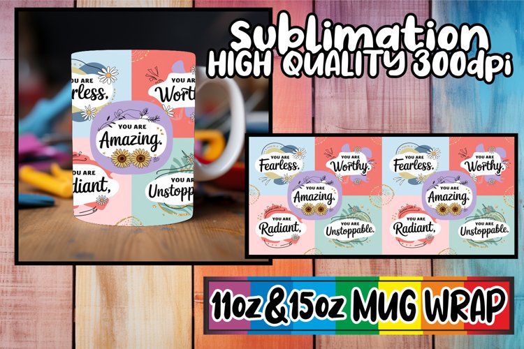 Beautiful day sublimation 11oz 15oz mug wrap, Quote example image 1