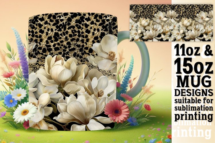 Leopard Bloom Mug Sublimation Wrap example image 1