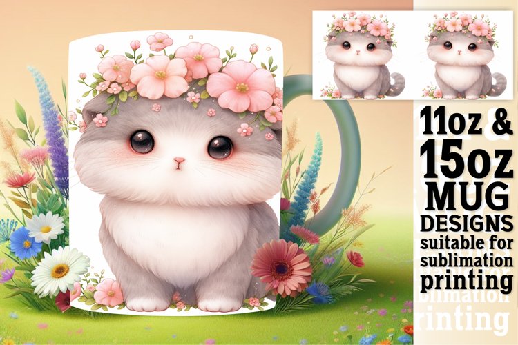 Playful Cat Watercolor Mug Wrap - Spring Charm