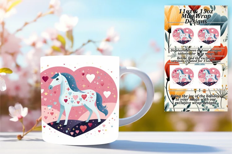 Vibrant Unicorn Glitter Mug Wrap Sublimation