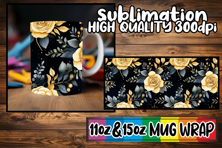 Floral Fantasy Mug Wrap Creations: Sublimation Artistry