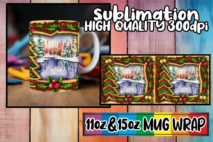 Simply stunning sublimation 11oz 15oz mug wrap, Christmas