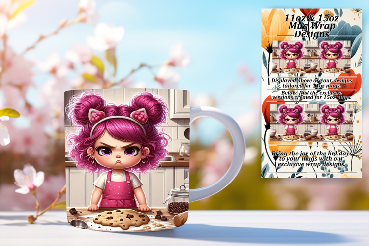 Artful 11oz Mug Wrap Png Template , Girl Grumpy