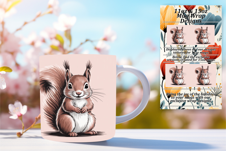 Colorful 11oz Mug Wrap Png Design , Valenines Animals