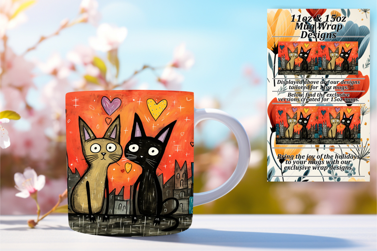 Sophisticated 15oz Png Mug Wrap , Cute Cat