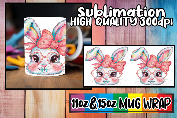 Luminous thoughts 11oz 15oz sublimation wrap, Easter Bunny example image 1