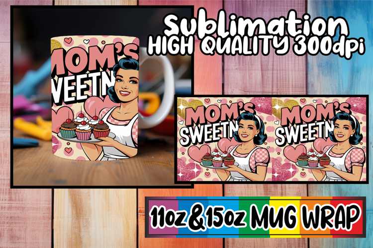 Joyful vibes sublimation mug wrap, Mom Life