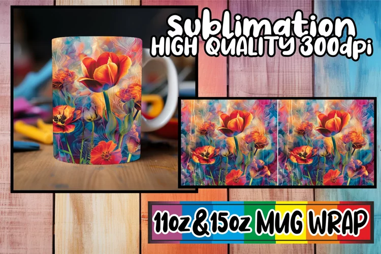 Abstract Floral Pattern Mug Wrap 11oz/15oz