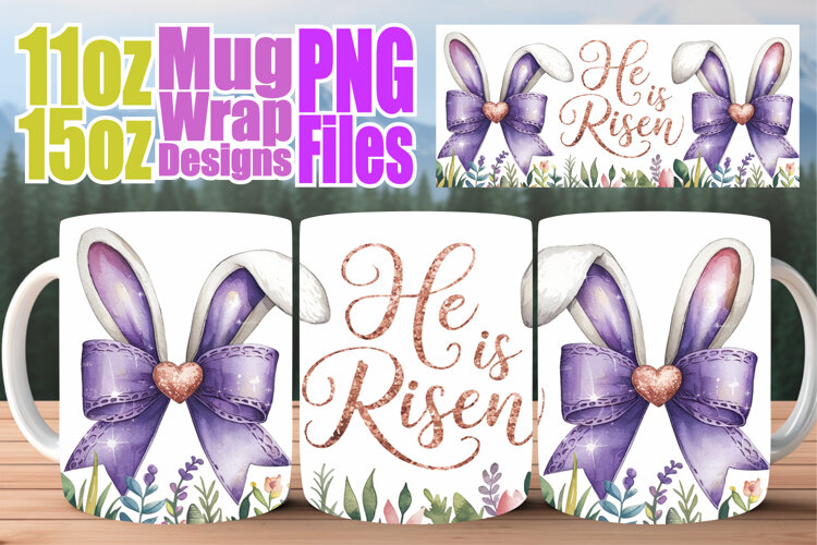Luminous thoughts 11oz 15oz mug wrap, Easter Bow example image 1