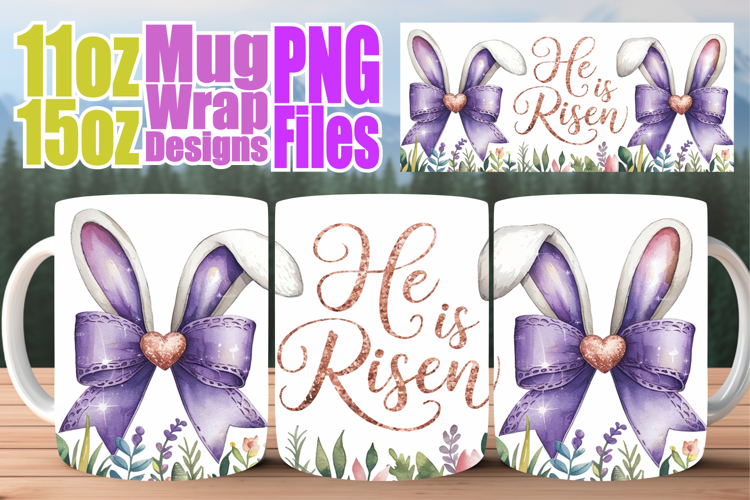Luminous thoughts 11oz 15oz mug wrap, Easter Bow