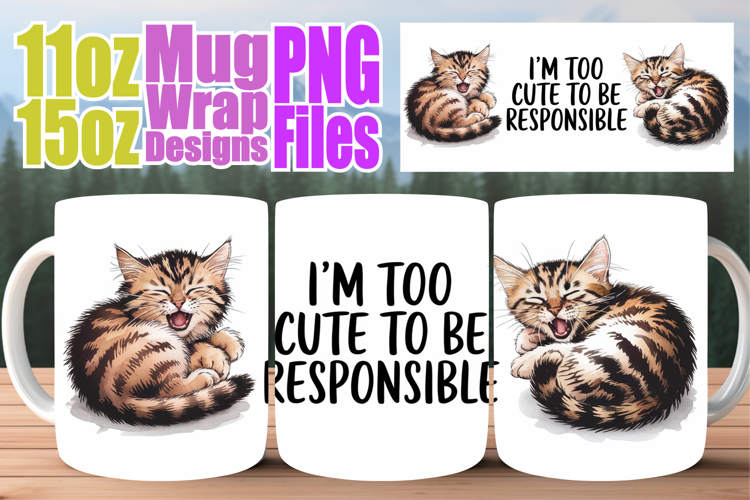 Perfect start sublimation 11oz 15oz mug wrap, Funny Animals