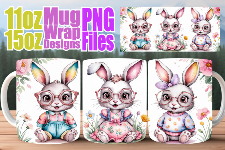 Splendid days sublimation mug wrap, Easter Bunny example image 1