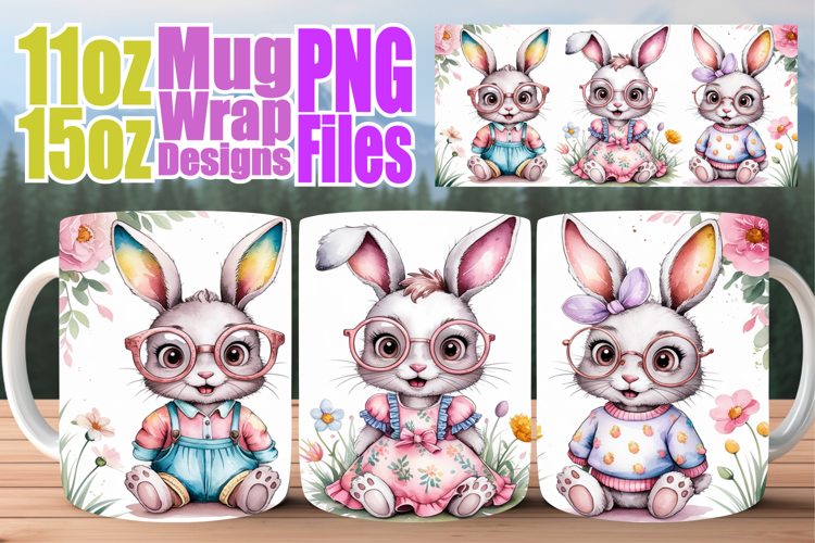 Splendid days sublimation mug wrap, Easter Bunny
