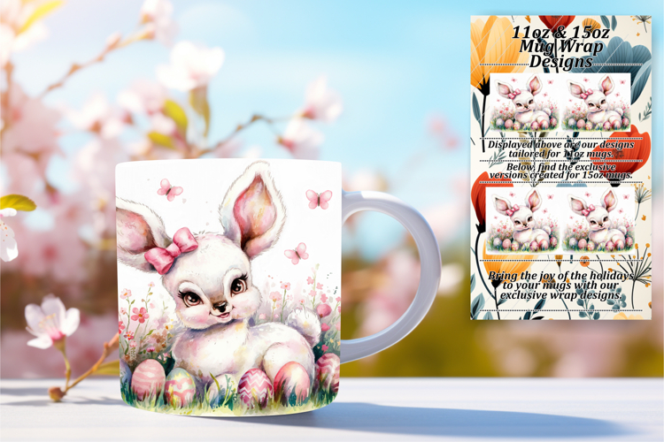 Gift 11oz Mug Wrap Png Design , Cute Easter