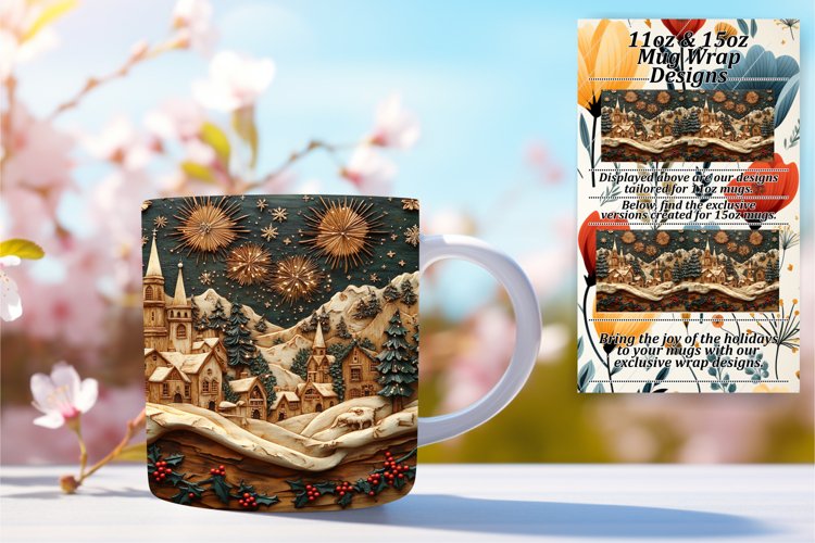 Glamorous 15oz Mug Wrap Png Artwork , Christmas