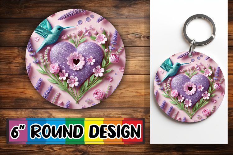 Timeless Round Coasters Design PNG, 3D Heart