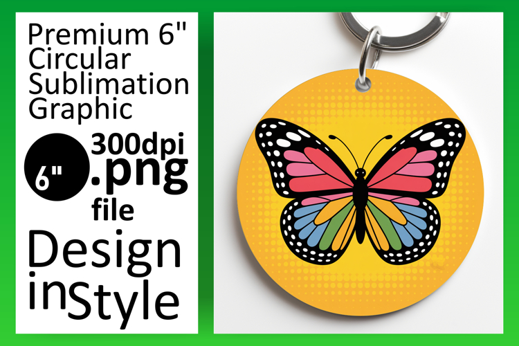 Glamorous Circle Design for Sublimation , Butterfly