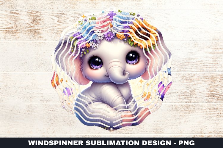 Elephant Wind Spinner Sublimation Design
