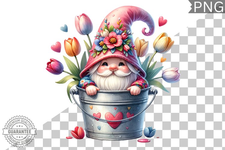Spring Gnome Sublimation - Clipart PNG Design