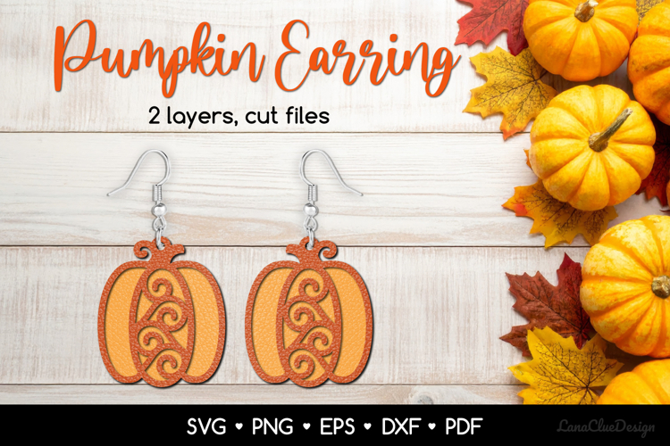 Two layered Pumpkin Earring SVG, Autumn Jewelry Template