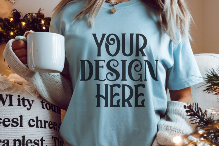 Blue Jean Comfort Colors 1717 Christmas Mockup, CC 1717