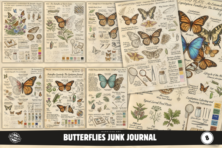 Butterflies Junk Journal Pages