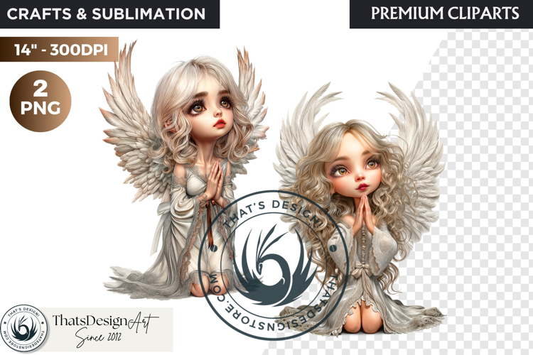 Little Angel praying clipart PNG, Cute angel, christian art