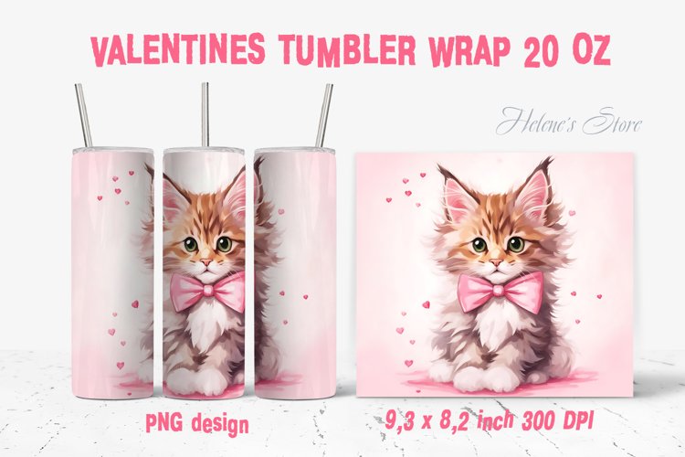 Maine coon cat Valentines tumbler wrap 20oz sublimation PNG