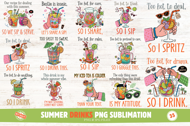 Funny Summer Drinks Png Sublimation