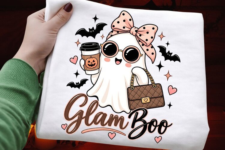 Glam Boo Cute Halloween Ghost Coffee Fashion Sublimation example image 1