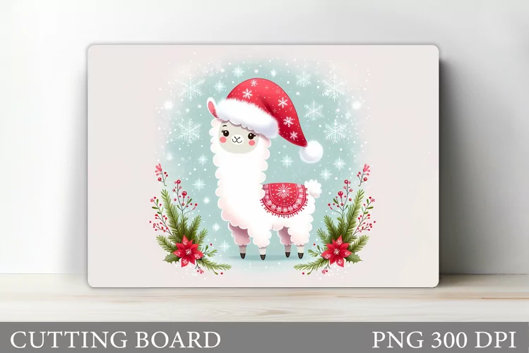 Christmas Lama Cutting Board. Christmas Cutting Board