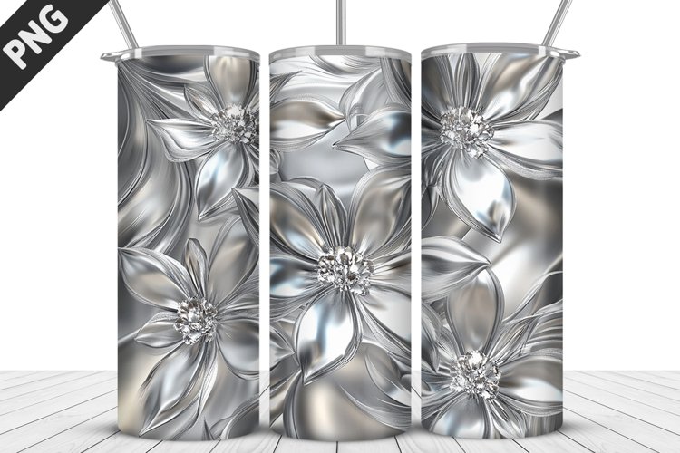 3D Flowers Tumbler Wrap | Sublimation Design | Tumble PNG