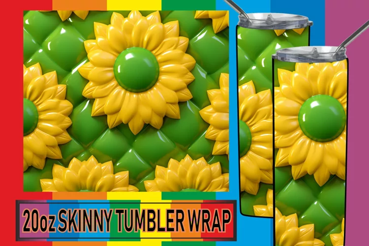 Colorful Petal Parade: Sublimation 3D Tumbler Wrap
