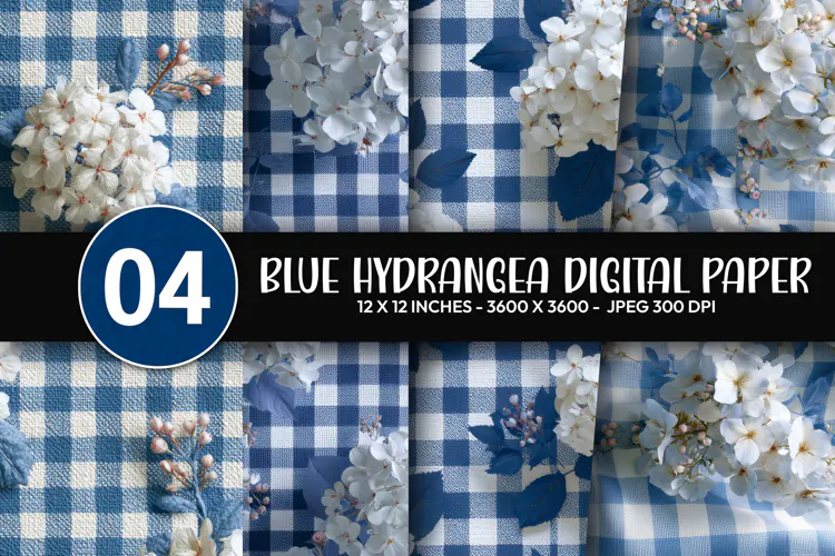 Blue Hydrangea Digital Paper