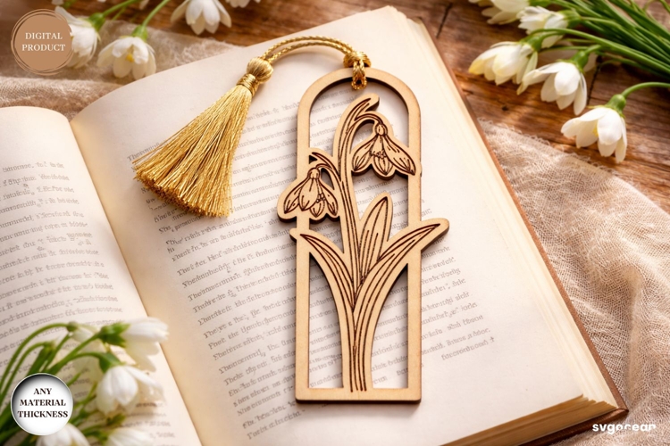Snowdrop Flower Bookmark Laser Cut | Book Lover | SVG