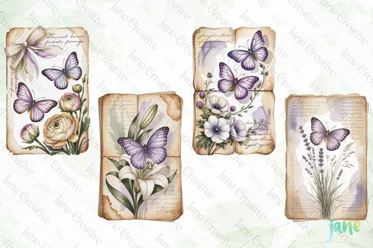 Butterfly Junk Journal Page Clipart