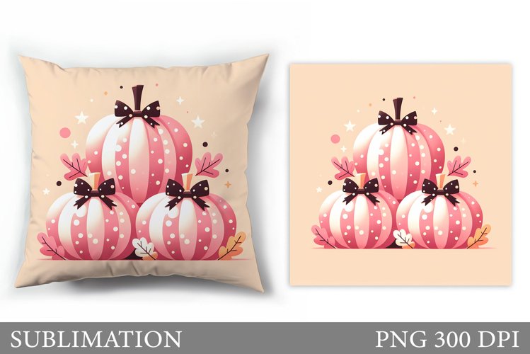 Pink Pumpkin Pillow Design. Pumpkin Sublimation example image 1