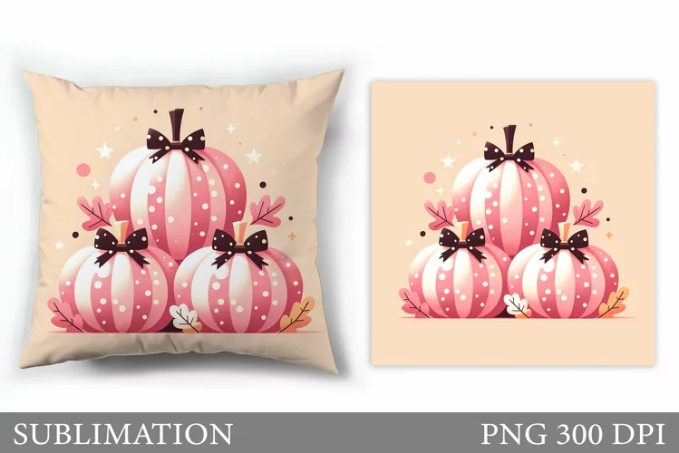 Pink Pumpkin Pillow Design. Pumpkin Sublimation