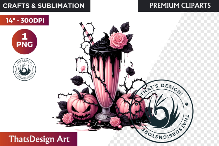 Gothic Halloween Drinks Pink and Black Sublimation clipart