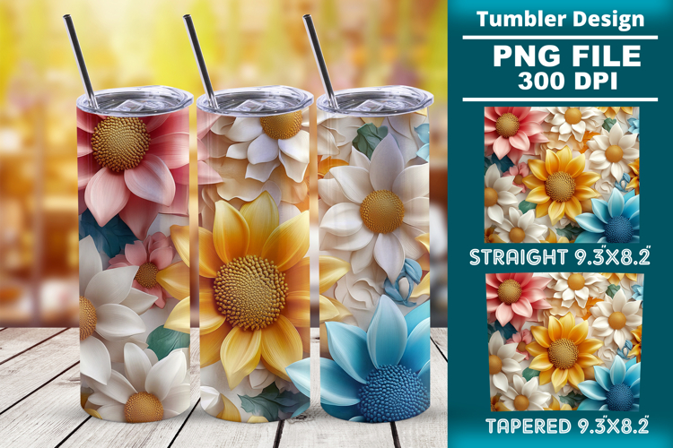 3D floral tumbler wrap design