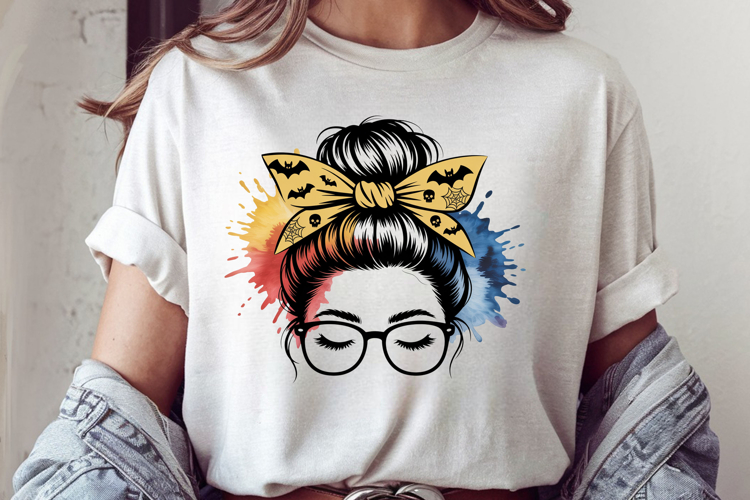 Cute messy bun clipart sublimation design