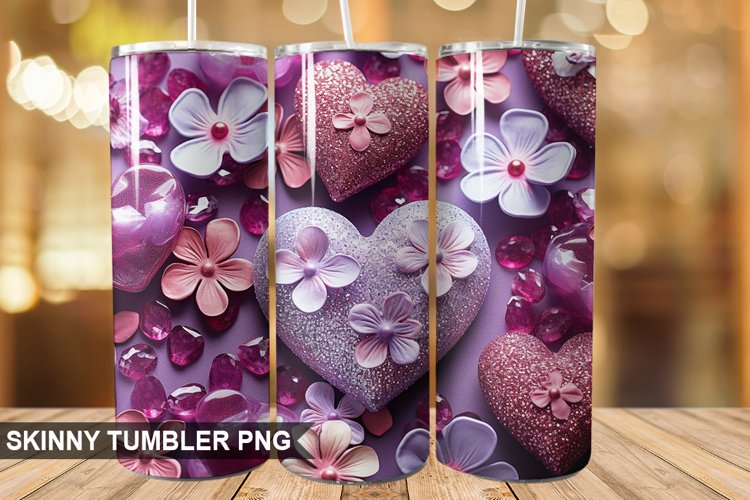 3D Valentines Day Tumbler Design | Sublimation Wrap 20 Oz