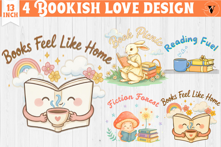 Bookish Sublimation designs | Cute Reading Book Lover png