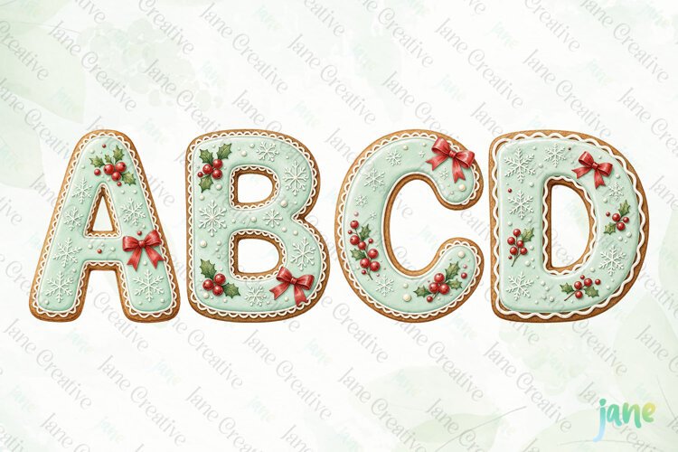 Mint Cookie Letters Clipart example image 1