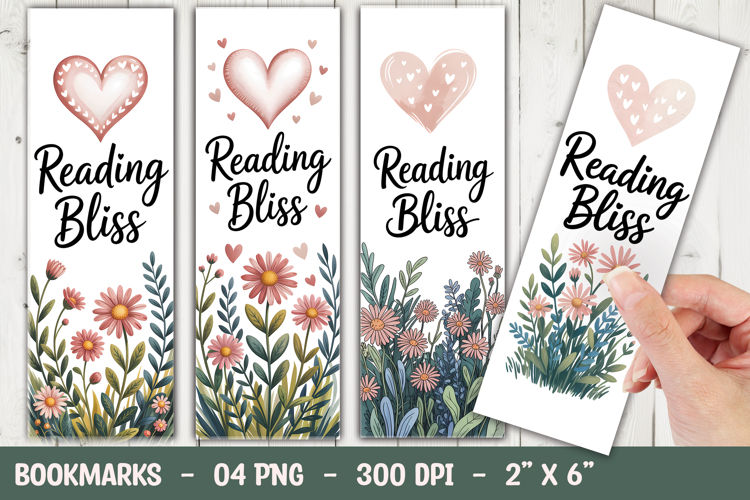 Reading Bliss Floral Bookmark Sublimation