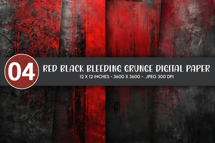 Red Black Bleeding Grunge Digital Paper